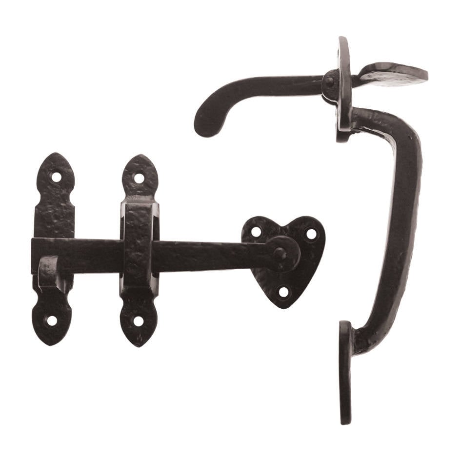 Antique Black Cast Iron Thumb Latch Set Door Gate Latch Suffolk Latch Old  Traditional Style Heart Latch Quality Solid Heavy Duty