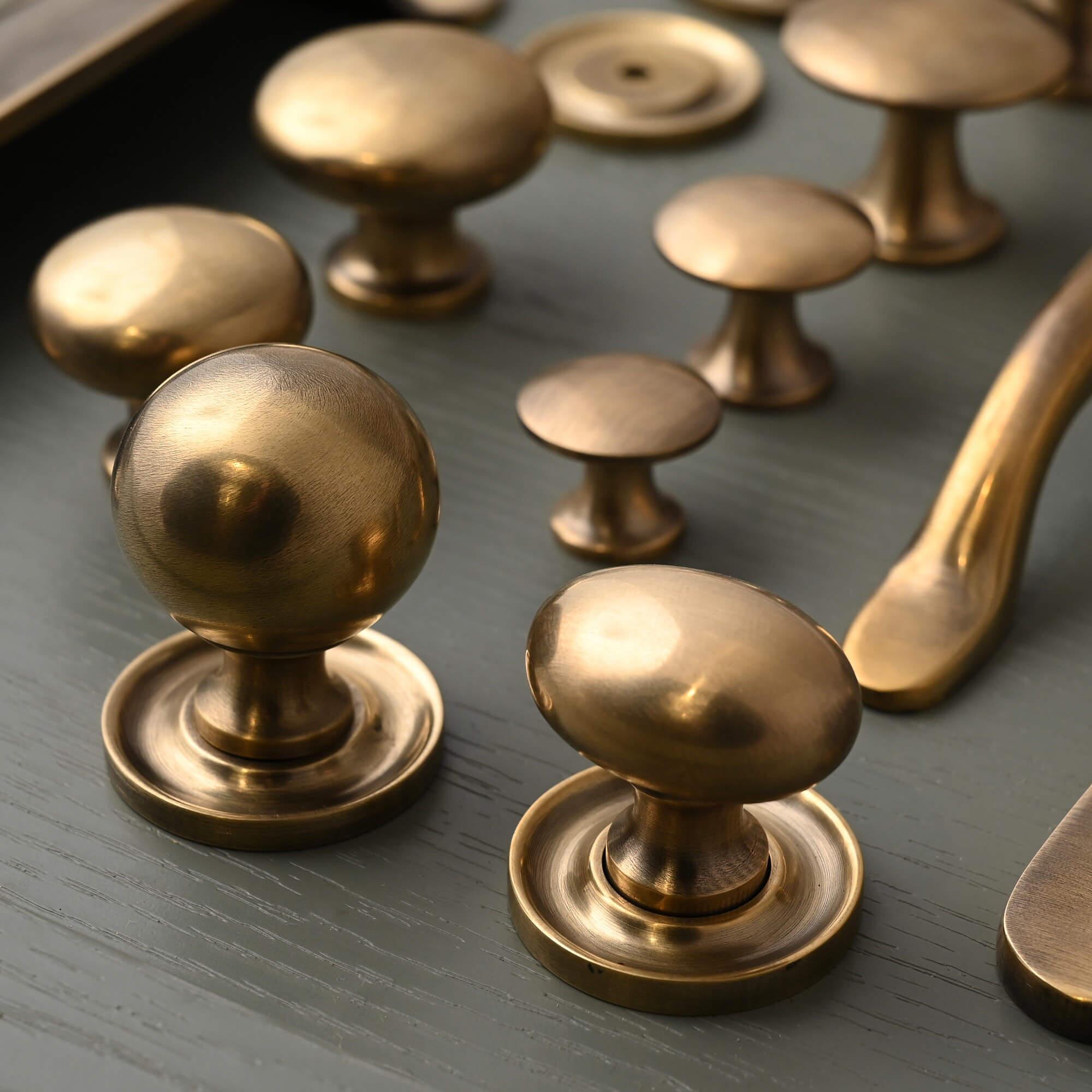 Light Aged Brass Cabinet Handles & Knobs | Solid Kitchen Cupboard Pulls ...