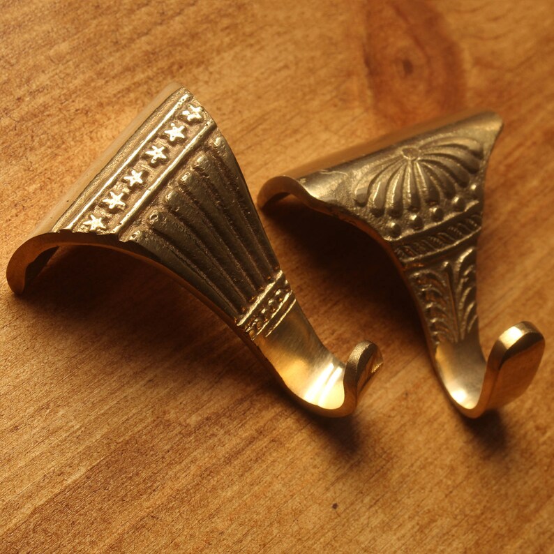 2 X Antique Brass Picture Rail Hooks Victorian Old Etsy