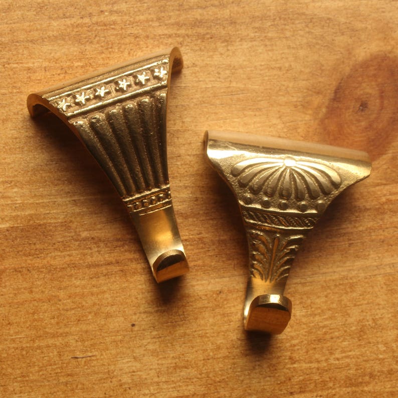 2 X Antique Brass Picture Rail Hooks Victorian Old Etsy
