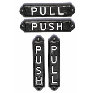 Letreros para puertas de estilo antiguo de empujar/tirar de metal fundido - Letreros/placas para puertas de estilo de hierro fundido de empujar y tirar INFRA-30-bl