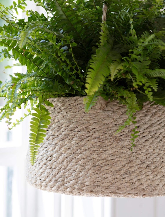 Hemp Rope Woven Gardening Green Woven Lanyard Basket Flower Pot Home Decoration 