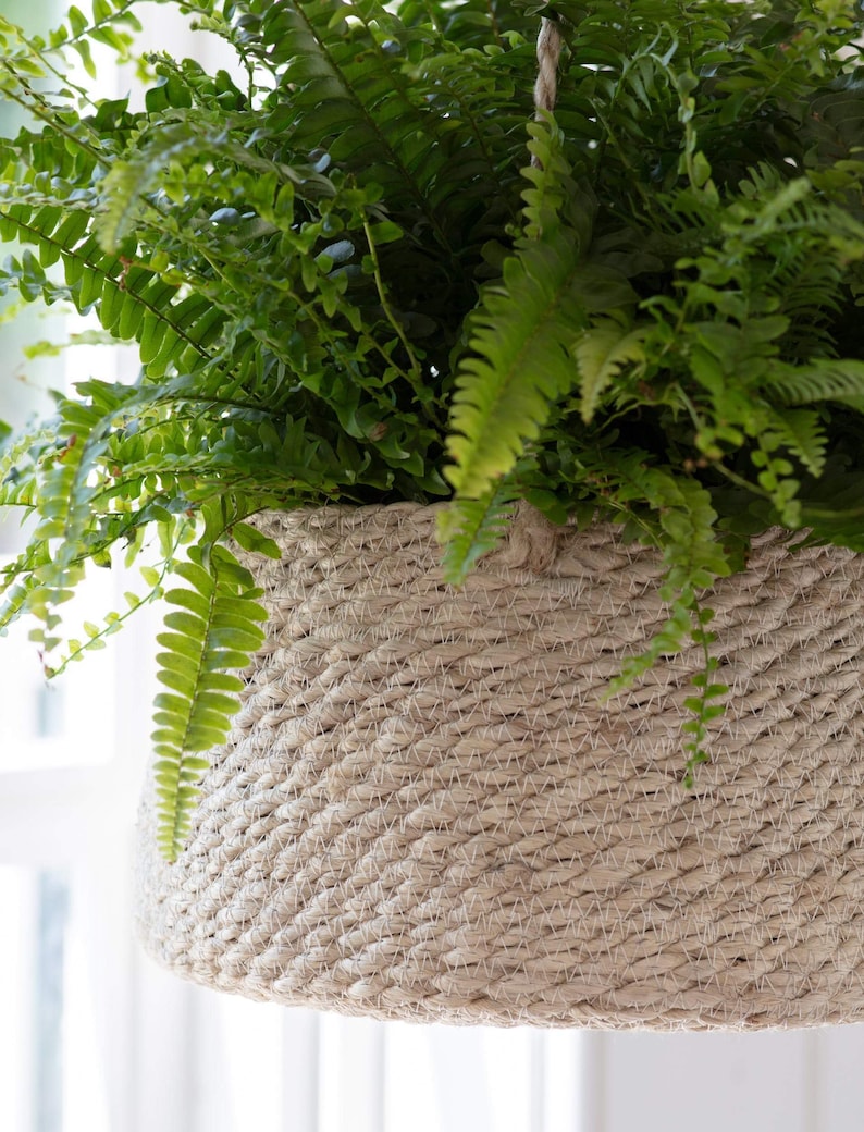 Pots de plantes suspendus Corde de plantes d'intérieur en jute suspendue au plafond de la cuisine de la chambre à coucher de la salle de bain Jardinières naturelles d'herbes aromatiques image 2