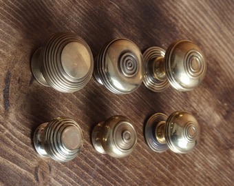 Antique Brass Cupboard Knobs Kitchen Handles Drawer | Old Solid Heavy Cabinet Door Pulls Chest Victorian Beehive English Style Handmade