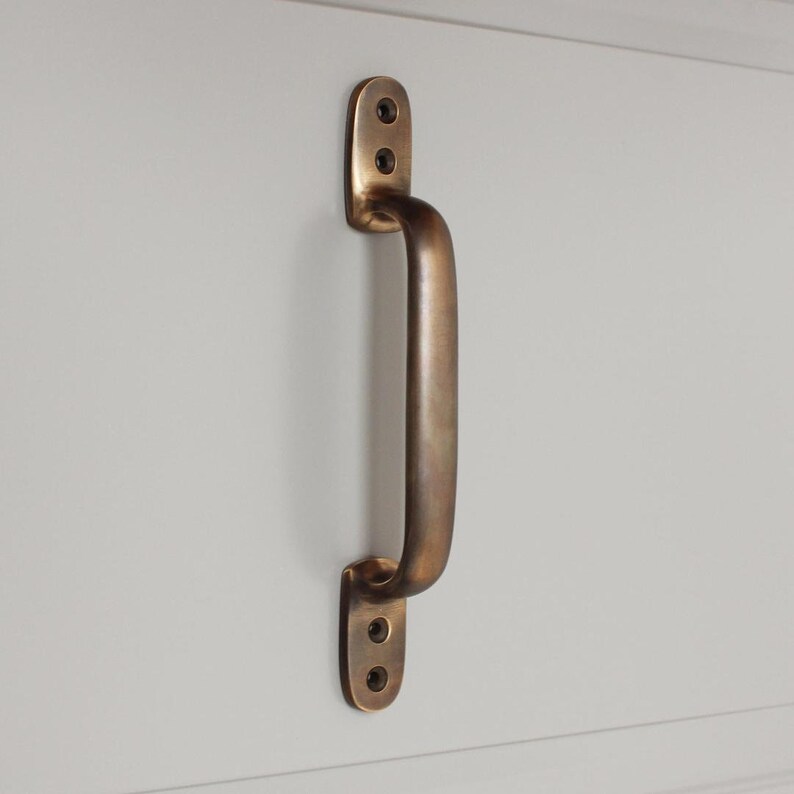 Aged Brass Kitchen Cupboard Handles Knobs Pulls Cup D Bow Etsy