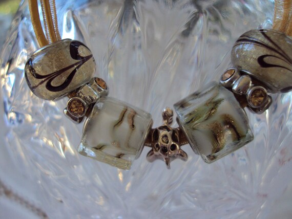 Gold Pandora Style Necklace With Turtle 