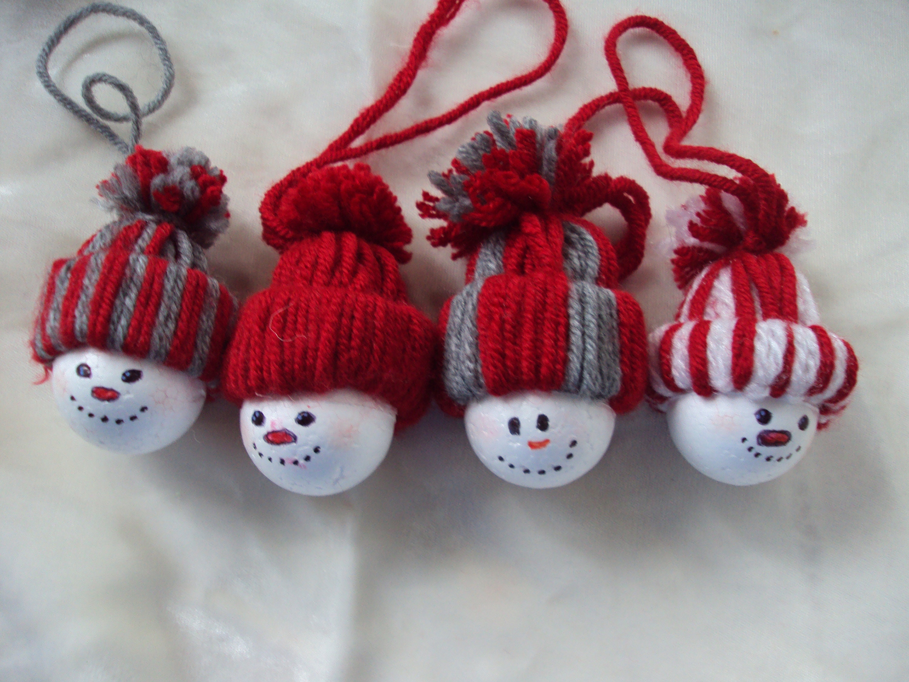 Snowman Ornaments With Yarn Beanie Reduced - Etsy