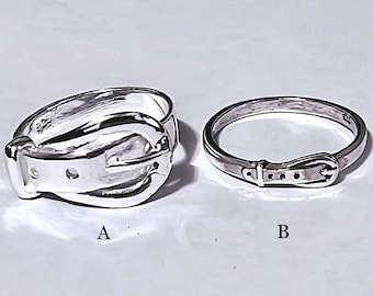 925 Solid Sterling BUCKLE Ring/Silver BELT Ring/Fun wear ring/Band ring/Symbol Ring/High Polish/Oxidized