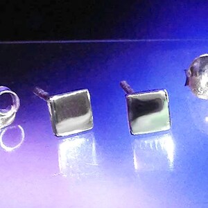 Sterling Silver Square Stud Earrings • 925 Minimalist Silver Earrings • Small Unisex Studs • Simple Everyday Jewelry Gift