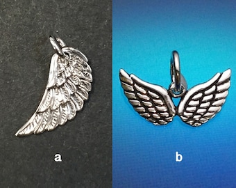 925 massivt sterlingsilver WING-hänge - ÄNGLAVINGE-hänge - Oxiderat