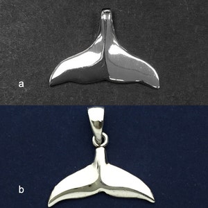 925 Solid Sterling Silver WHALE TAIL Pendant-Whale&#39;s Tail Pendant-Polished