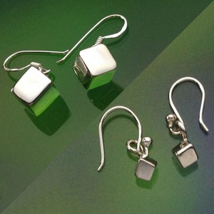 925 Solid Sterling Silver Cube Earrings/Dangle/Polished Cube Dangle Earring-Dangle