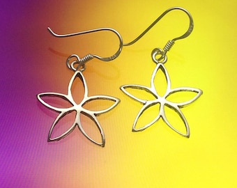 925 Solid Sterling Silber BLUMEN Ohrringe/Baumeln/Haken/Poliert/Blumen Ohrringe/Blumen Ohrringe
