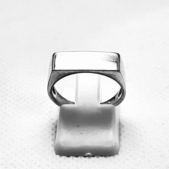 925 Solid Sterling Signet Rectangular Ring-highly Polished