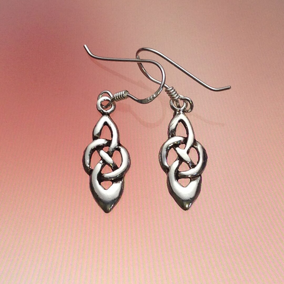 925 Solid Sterling Silver CELTIC KNOT Earrings/hook/dangling/polished ...