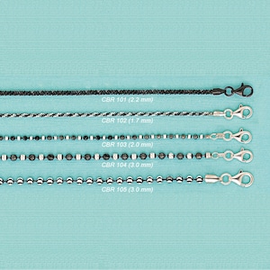 E) 925 Solid Sterling Silver Chain Necklaces-BlackRuthenium Over Solid Silver-Pendant Chains-Italian Solid Sterling Silver Chains