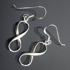 925 Solid Sterling Silver INFINITY Earrings/Dangling/Hook/Oxidized/Lemniscate Earrings/ Infinity Loops Jewelry/Infinity Symbol Earrings