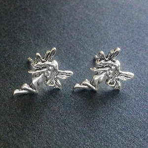 925 Solid Sterling Silver FAIRY Stud Earrings/Fairy Earrings/Fairy Jewelry/Fantasy Jewelry /Oxidized/Fairy Stud Earrings/Oxidized