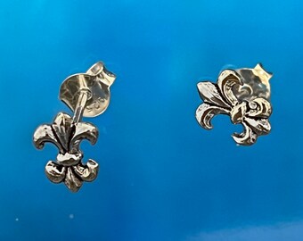 925 Solid Sterling Silver FLEUR DE LYS  Earrings, Fleur De Lys Stud Earrings, French Studs, Lily Stud earrings