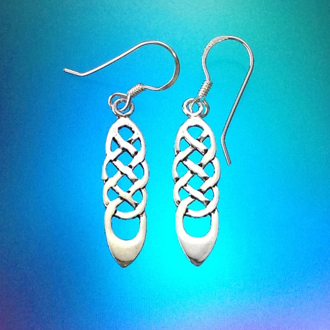 925 Solid Sterling Silver CELTIC KNOT Earrings/hook/dangling/polished ...