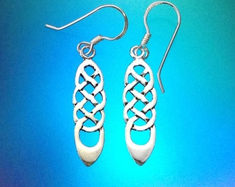 925 Solid Sterling Silver CELTIC  KNOT Earrings/Hook/Dangling/Polished