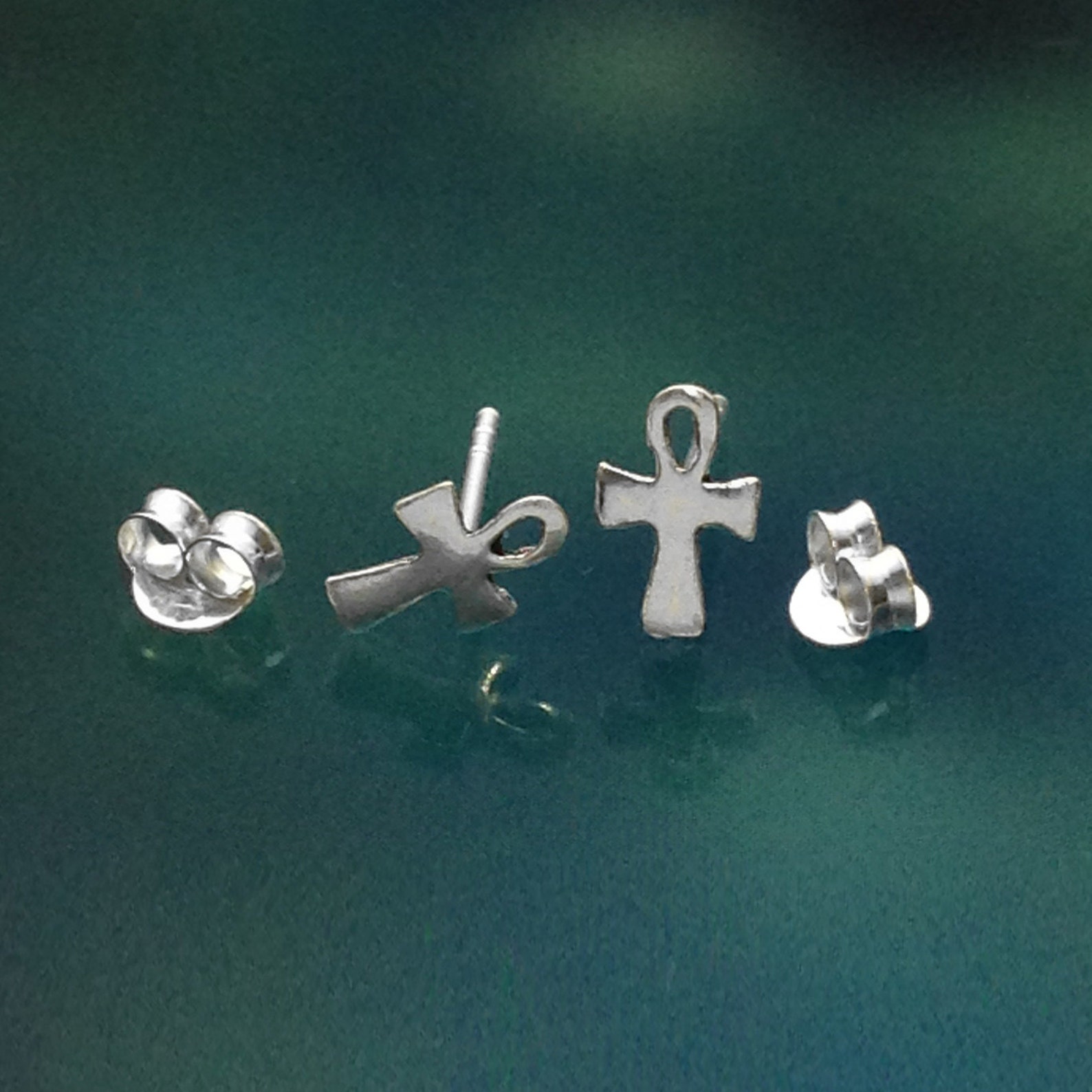 925 Solid Sterling Silver ANKH Earringsankh Stud Etsy