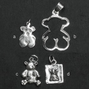 925 Solid Sterling Silver Bear Pendant/Bear Tag Pendant/Teddy Bear Pendant/Cute Bear Pendant/Polished