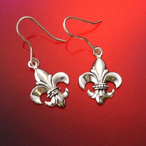925 Solid Sterling Silver Fleur de Lys # 2 Oorbellen- midden- Oxidized- Studs