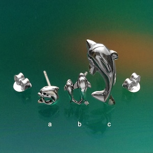 925 Solid Sterling Silver Dolphin Earrings-Dolphin Stud Earrings-Dolphin Post Earrings-Oxidized/Polished-(Selling by a pair)