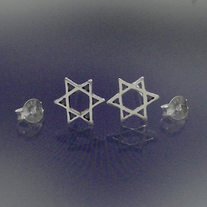 925 Solid Sterling Silver DAVID STAR Earrings-Stud Earrings-Oxidized-Silver Star Earrings-The Star of David Earrings