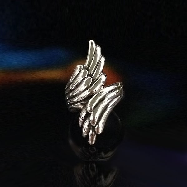 925 Solid Sterling Silver Bypass Wing Ring/Polished Wing Silver Ring/Silver Angel Wing/High Polished Silver Ring/Feather Wing Silver Ring