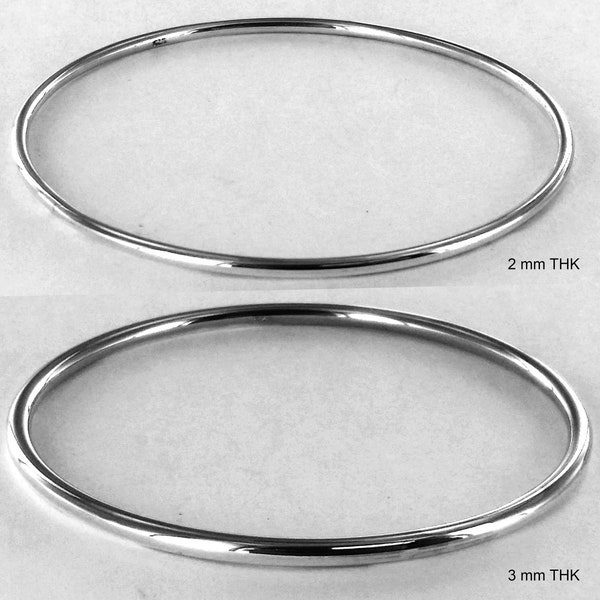 2mm-2.5mm-3mm-4mm-5mm-6mm-7mm/Solid Sterling Silver Bracelet-Round Tube Slip On Bangle Bracelet, High Polished Bangle, Stackable Bracelet