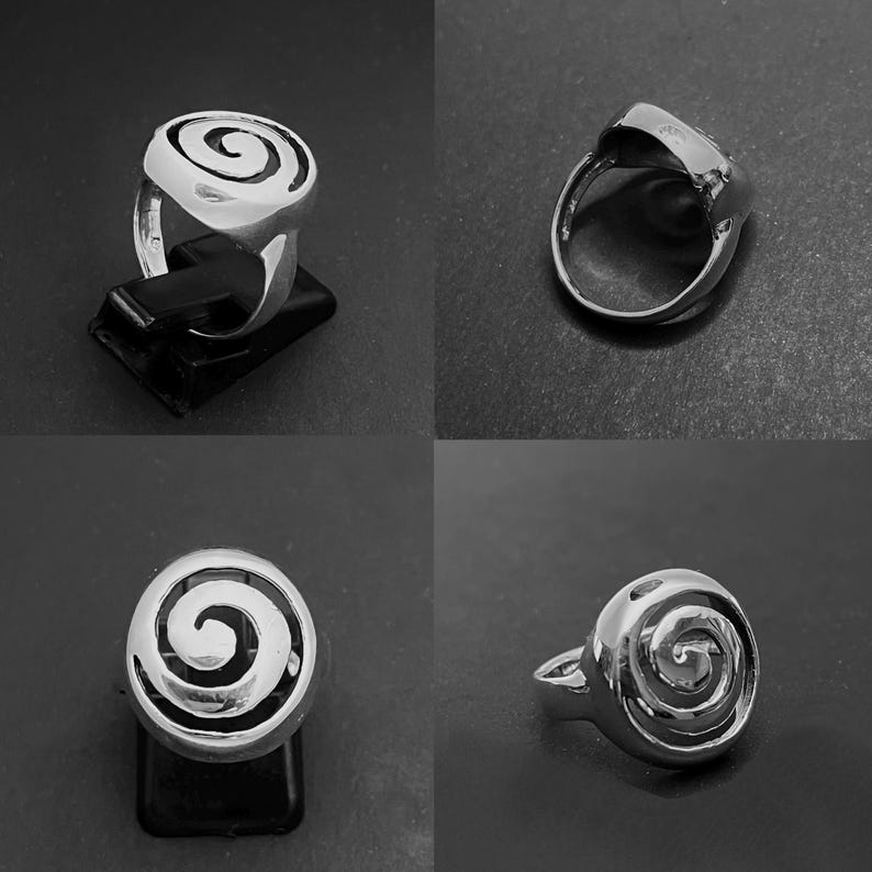 925 Solid Silver SWIRL Ring/Swirl Silver Ring/Small SPIRAL Silver Ring/ 925 Sterling Silver Ring/ Oxidized B