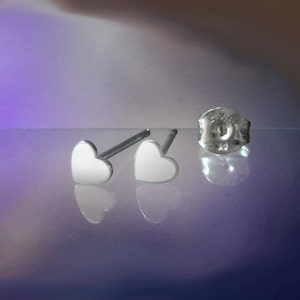 925 Solid Sterling Silver HEART #2 Earrings- Small- Oxidized- Studs