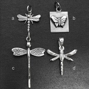 925 Solid Sterling Silver DRAGONFLY Pendant/BUTTERFLY Pendant/Oxidized/Polished