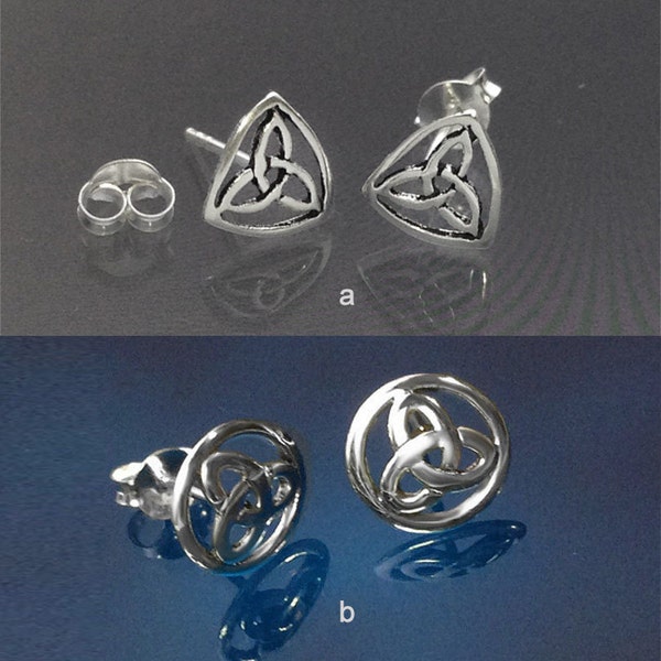 Sterling Silver TRIQUETRA CELTIC KNOT Earrings/Triquera in Pyramid(A)/Triquera in Circle(B)-Studs-Triqueta Earrings-Trinity Knot Earrings