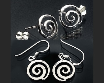 925 Solid Sterling Silver Swirl Stud Earrings/Spiral Earrings/a symbolic of Creation/Spiral Earrings