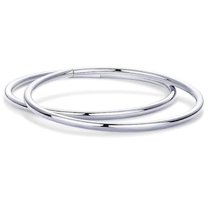 Bracciale rigido in argento Sterling • Bracciale rigido impilabile in argento Sterling 925 lucido • 2 mm 2,5 mm 3 mm 4 mm • Unisex minimalista - Tubo rotondo slip-on, lucido immagine 1