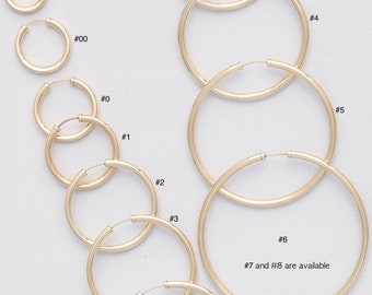 3 mm PUSH BACK Closure-Gold Filled Endless Hoop Earrings-PLAIN-Gold Filled Hoop-Infinity Hoops-Selling by One pair