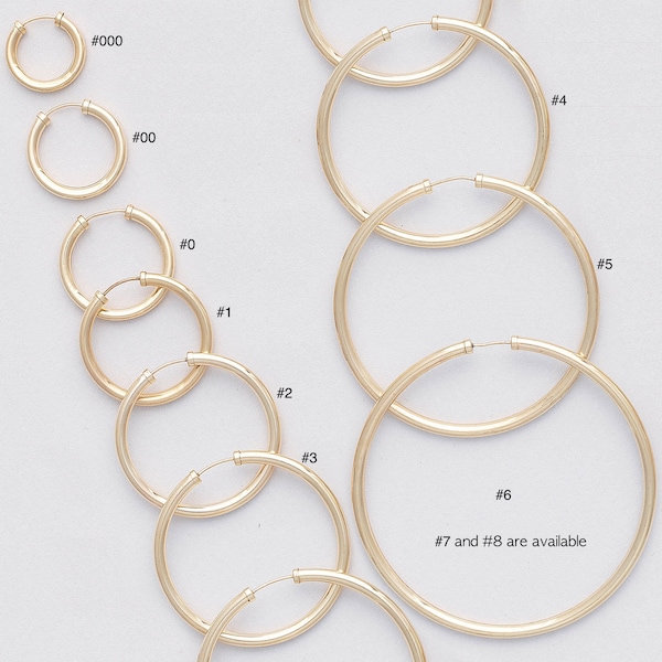 3 mm PUSH BACK Closure-Gold Filled Endless Hoop Earrings-PLAIN-Gold Filled Hoop-Infinity Hoops-Selling by One pair