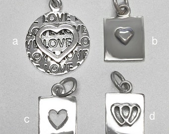 925 Solid Sterling Silver Heart Tag Pendant/Love Pendant/Oxidized/Polished