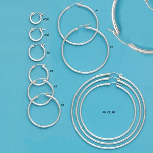 2 mm PLAIN Sterling Silver Hoop Earrings-925 Sterling Silver Hoop-LATCH BACK Closure-Infinity Hoops-Selling by One pair
