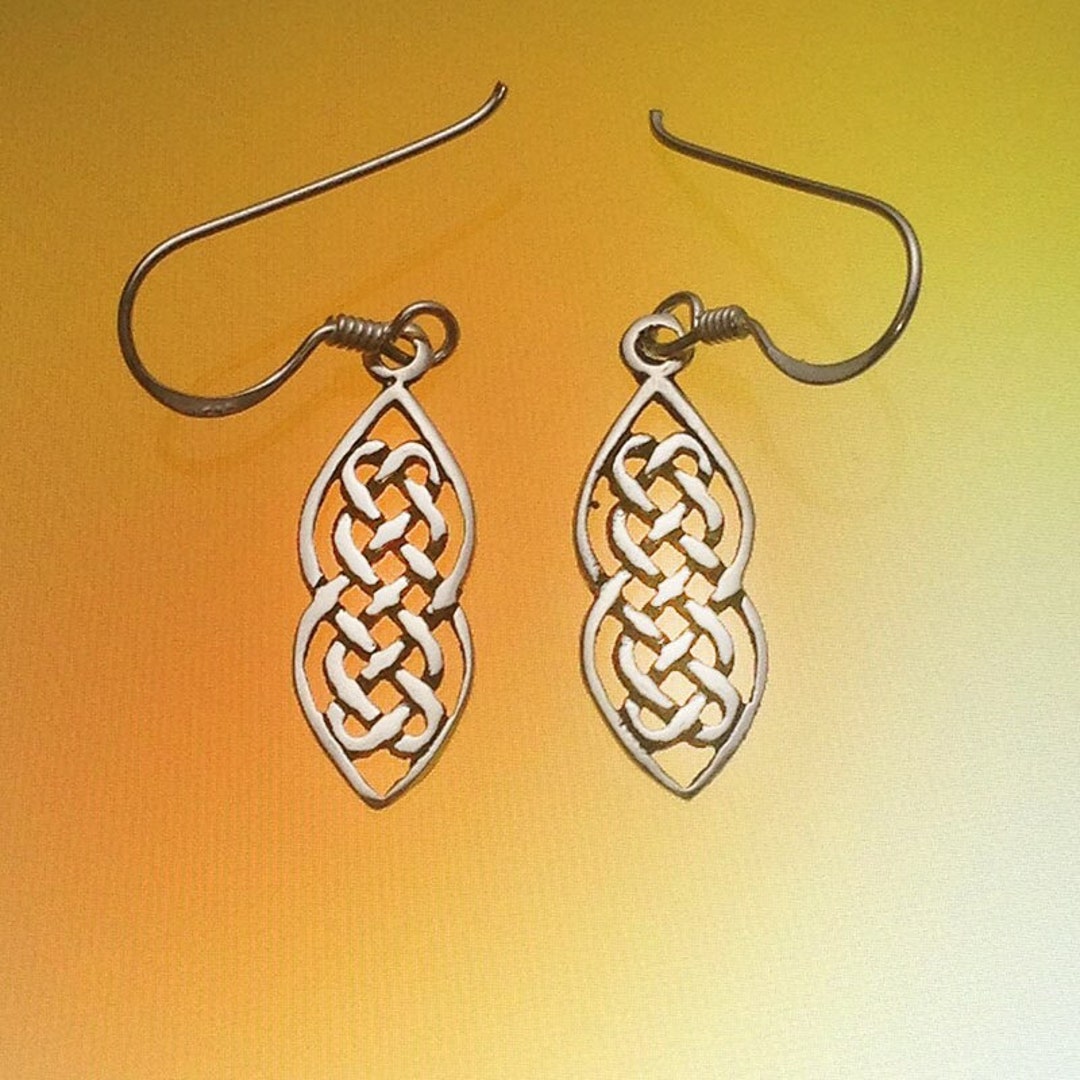925 Solid Sterling Silver CELTIC KNOT Earrings/hook/dangling/polished ...