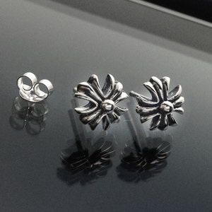 925 Massiv Sterling Silber Malteser Kreuz Ohrringe / Oxidiert / Malteser Kreuz Ohrstecker / Amalfi Kreuz Ohrringe