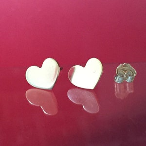 925 Solid Sterling Silver HEART #1 Earrings- Small- Oxidized- Studs