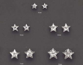 Sterling Silver STAR Cubic Zirconia Stud Earrings / 925 Silver Star cut CZ Stud Earrings / Silver Star Studs / Sterling Silver Star CZ Studs