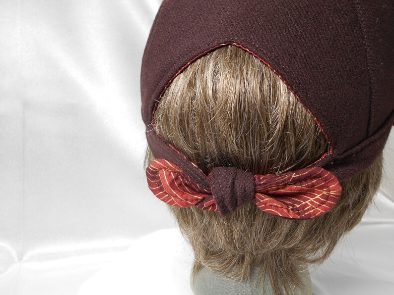 Mahogany Red Rosette Wool Women\u2019s Newsboy Cap Hat adjustable warm handmaid woman hat rose button motif
