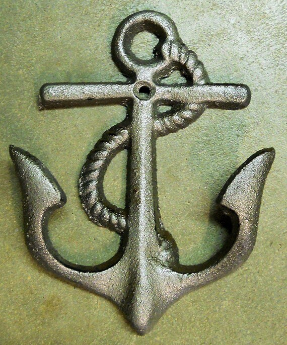 Nautical Anchor Bath accessory Cast Iron set Saltwater Decor surf beach bathroom
