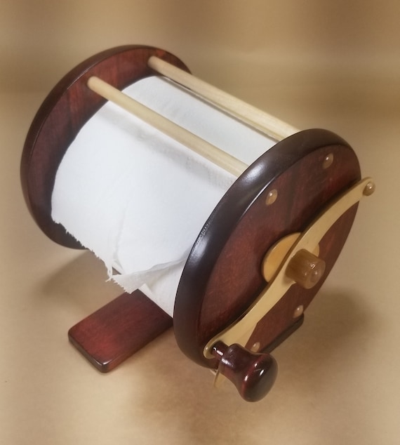Wooden Fishing Reel Toilet Paper Holder