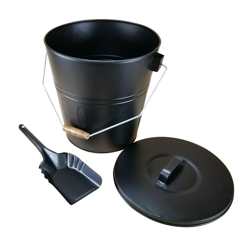 Ash Bucket Flat Black w/shovel w/handle and wood grip Etsy